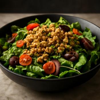 Mediterranean Tempeh Crumble Salad with Lemon-Herb Dressing