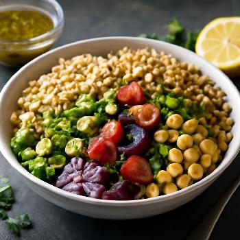 Mediterranean Vegan Grain Bowl with Lemon-Herb Dressing