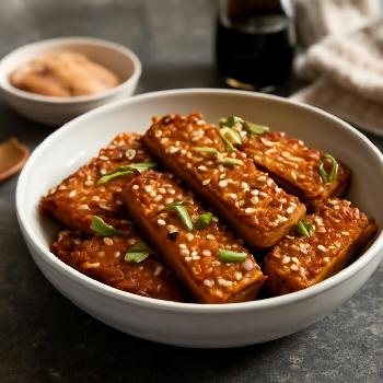 Miso-Glazed Marinated Tempeh with Sesame Seeds