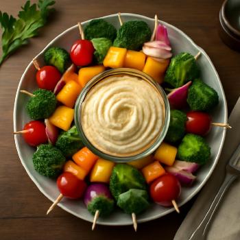 Rainbow Veggie Skewers with Hummus