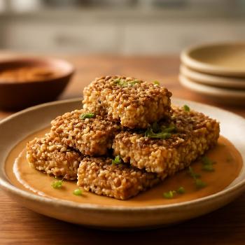 Sesame Crusted Tofu with Peanut Sauce
