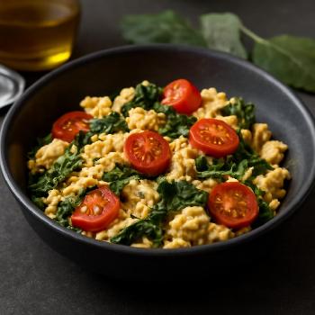 Single-Serving Scrambled Eggs with Spinach and Tomato