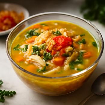Soothing Turmeric and Ginger Chicken Soup with Fermented Vegetables