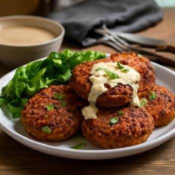 Spiced Lentil Burgers with Tahini Dressing