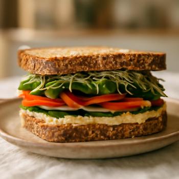 Ultimate High-Fiber Whole Grain Hummus and Veggie Sandwich