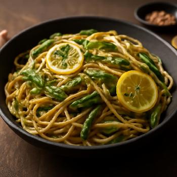 Vegan Lemon Garlic Pasta with Asparagus