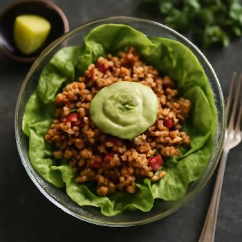 Whole30 Chicken Lettuce Wraps with Avocado Crema