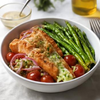 Whole30 Salmon and Asparagus Bowl with Lemon-Dill Dressing
