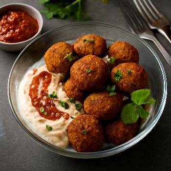 Spicy Falafel with Harissa Yogurt Sauce