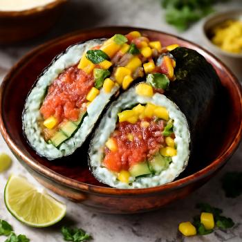 Spicy Tuna Sushi Burrito with Mango Salsa