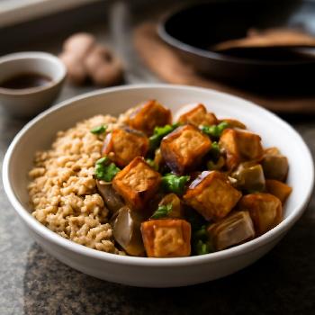 Black Pepper Tofu Stir-Fry with Brown Rice