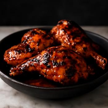 Charcoal BBQ Chicken with Spicy Peach Glaze
