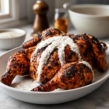 Charcoal Grilled BBQ Chicken with Alabama White Sauce