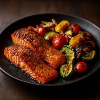 Flame-Kissed Salmon with Charred Vegetables