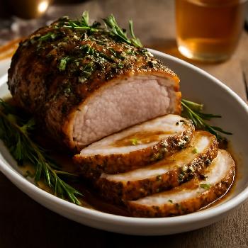 Herb-Crusted Roast Pork Loin with Apple Cider Glaze