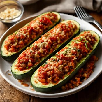 Italian Sausage and Rice Stuffed Zucchini Boats