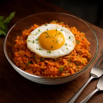 Kimchi Fried Rice with a Fried Egg