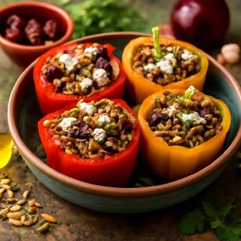 Mediterranean Beef Stuffed Bell Peppers