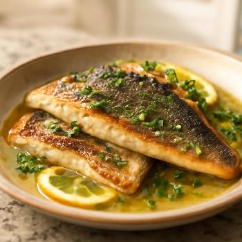 Pan-Fried Sea Bass with Lemon-Herb Butter Sauce
