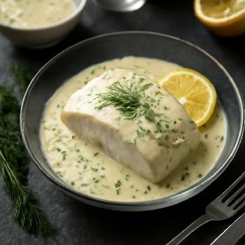 Poached Halibut with Lemon-Dill Sauce