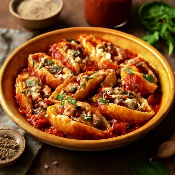 Ricotta Stuffed Shells with Spinach and Sausage