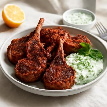 Spice-Rubbed Grilled Lamb Chops with Mint Yogurt Sauce