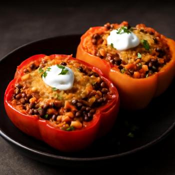 Spicy Black Bean and Corn Stuffed Peppers