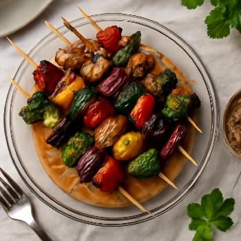 Spicy Grilled Vegetable Skewers with Peanut Sauce