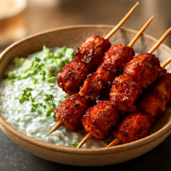 Spicy Harissa Lamb Kebabs with Mint Yogurt