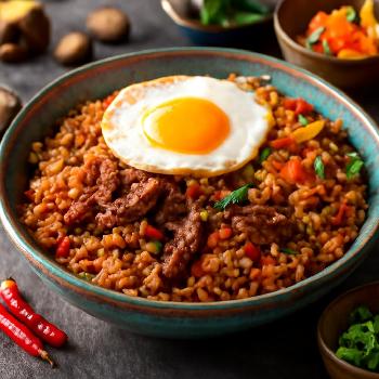 Spicy Indonesian Nasi Goreng with Beef