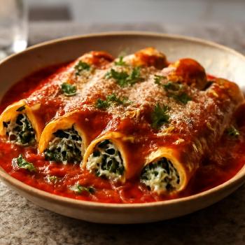 Spinach and Ricotta Enchiladas with Tomato Sauce