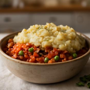 Vegetarian Cottage Pie with Cauliflower Mash Topping