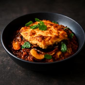 Vegetarian Moussaka with Halloumi and Mint