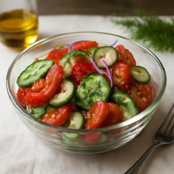Cucumber and Tomato Salad with Red Onion and Dill