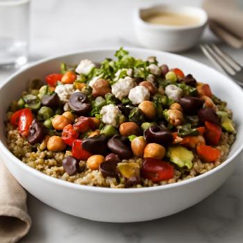 Mediterranean Layered Quinoa Salad with Roasted Vegetables