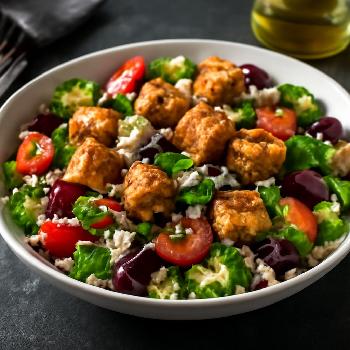Mediterranean Quinoa Salad with Crispy Tofu