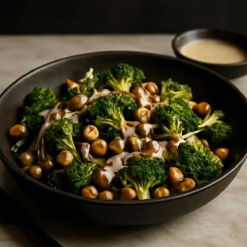 Roasted Broccoli and Chickpea Salad with Lemon-Tahini Dressing