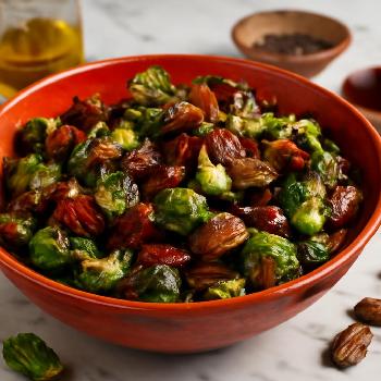 Roasted Brussels Sprouts Salad with Bacon and Balsamic Glaze