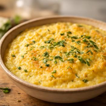 Creamy Baked Polenta with Parmesan and Herbs