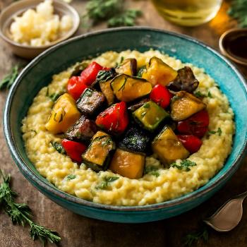 Creamy Herbed Polenta with Roasted Vegetables