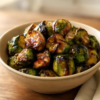 Crispy Air Fryer Brussels Sprouts with Balsamic Glaze