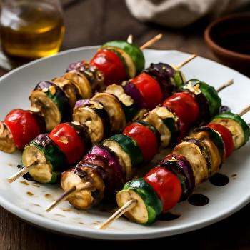 Grilled Zucchini and Squash Skewers with Balsamic Glaze