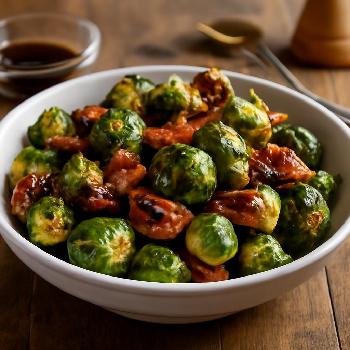 Roasted Balsamic Brussels Sprouts with Bacon