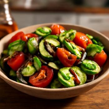 Simple Cucumber and Tomato Salad with Balsamic Glaze
