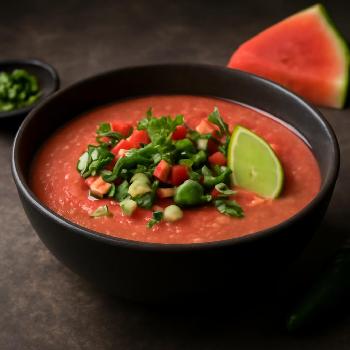 Chilled Watermelon Gazpacho with Mint and Lime